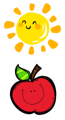 Smiling sun and smiling apple